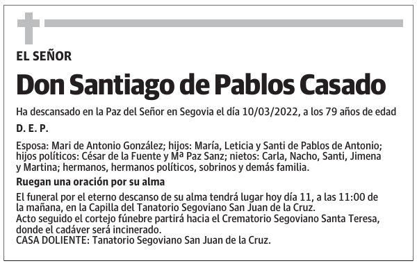 Don Santiago de Pablos Casado