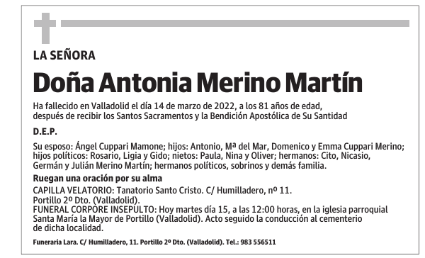 Doña Antonia Merino Martín