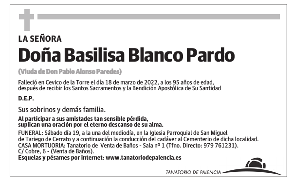 Doña Basilisa Blanco Pardo