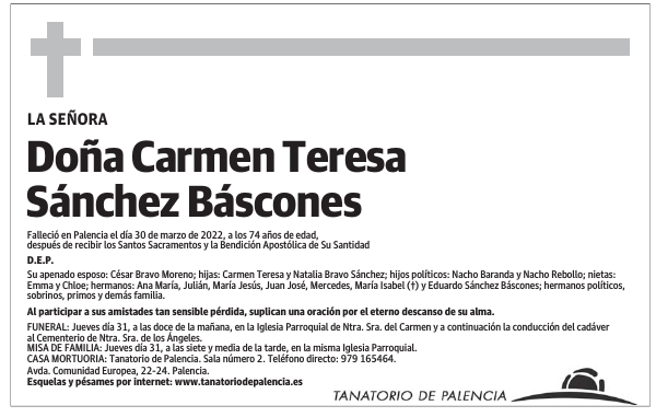 Doña Carmen Teresa Sánchez Báscones