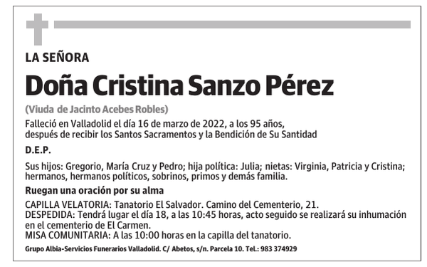 Doña Cristina Sanzo Pérez