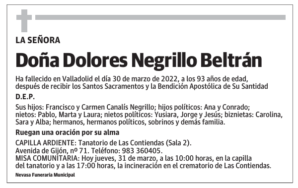 Doña Dolores Negrillo Beltrán