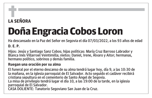 Doña Engracia Cobos Loron
