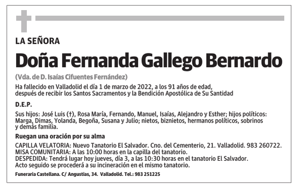 Doña Fernanda Gallego Bernardo
