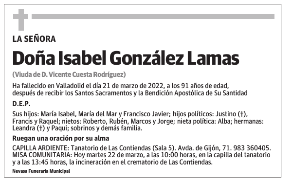 Doña Isabel González Lamas