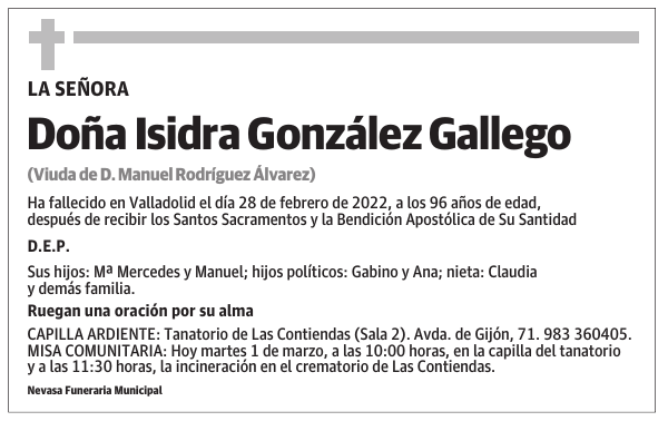 Doña Isidra González Gallego