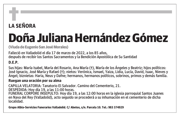 Doña Juliana Hernández Gómez