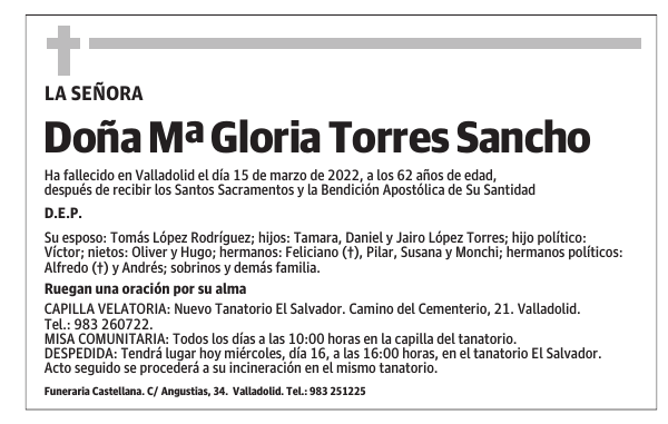 Doña Mª Gloria Torres Sancho