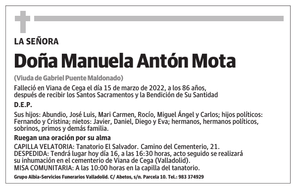 Doña Manuela Antón Mota