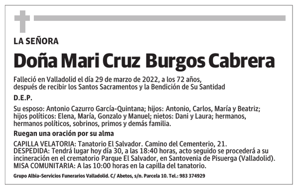 Doña Mari Cruz Burgos Cabrera