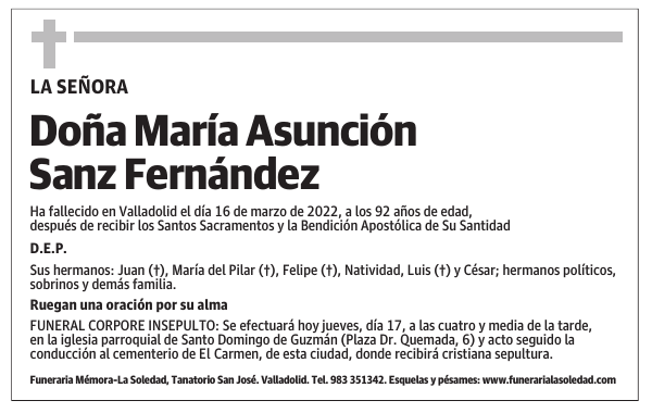 Doña María Asunción Sanz Fernández