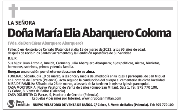 Doña María Elia Abarquero Coloma