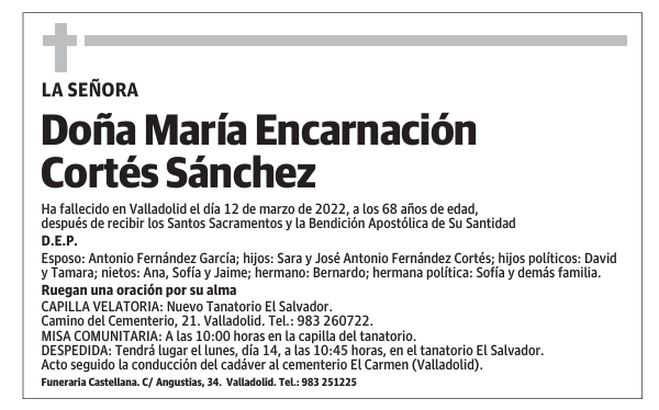 Doña María Encarnación Cortés Sánchez