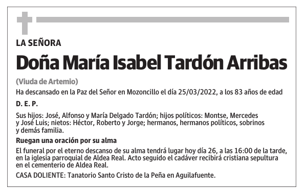 Doña María Isabel Tardón Arribas