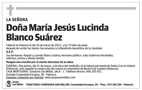 Doña María Jesús Lucinda Blanco Suárez