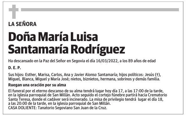 Doña María Luisa Santamaría Rodríguez