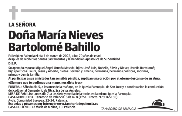 Doña María Nieves Bartolomé Bahillo