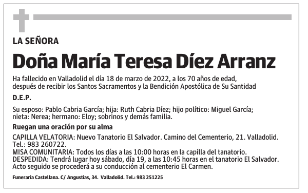 Doña María Teresa Díez Arranz