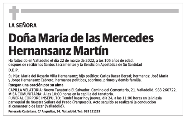 Doña María de las Mercedes Hernansanz Martín