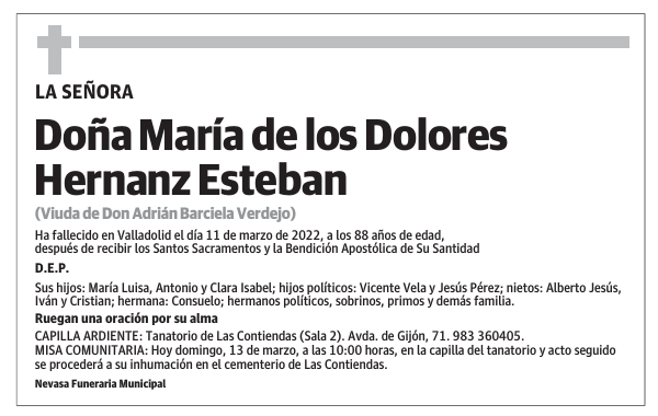 Doña María de los Dolores Hernanz Esteban