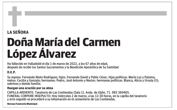 Doña María del Carmen López Álvarez