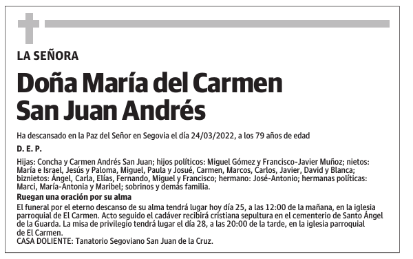 Doña María del Carmen San Juan Andrés
