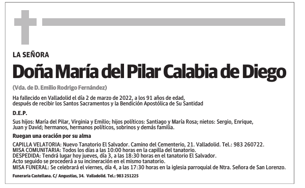 Doña María del Pilar Calabia de Diego