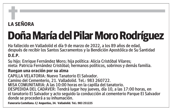 Doña María del Pilar Moro Rodríguez