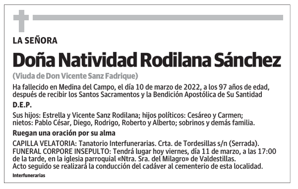 Doña Natividad Rodilana Sánchez