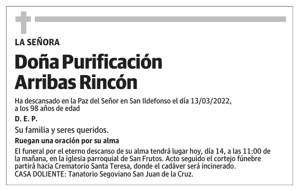 Doña Purificación Arribas Rincón