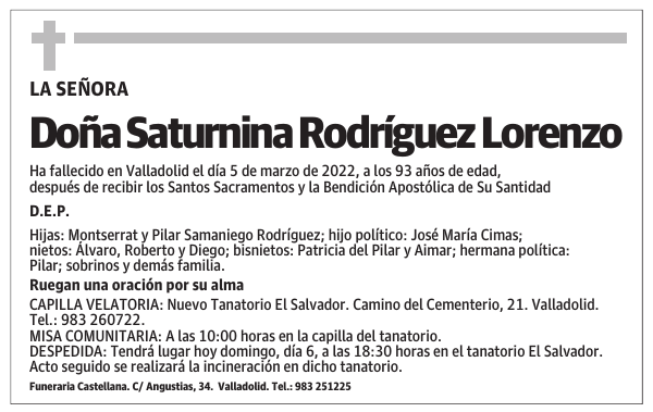 Doña Saturnina Rodríguez Lorenzo