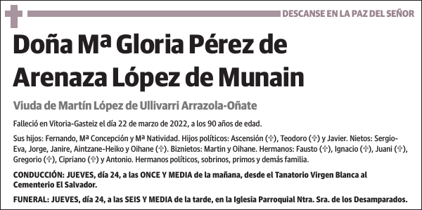 Mª Gloria Pérez de Arenaza López de Munain