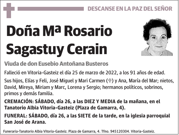 Mª Rosario Sagastuy Cerain