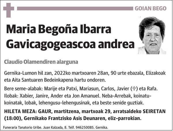 Maria Begoña Ibarra Gavicagogeascoa
