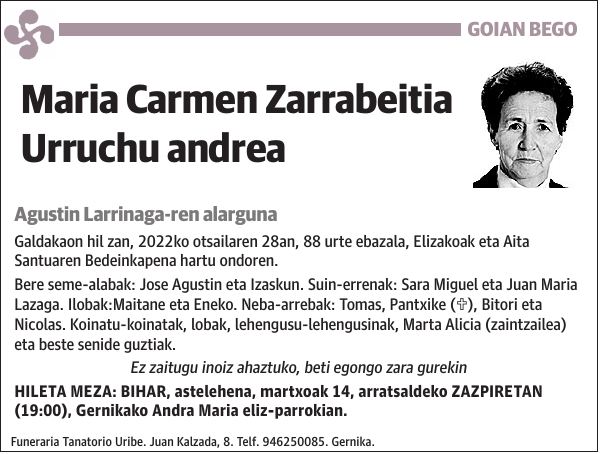 Maria Carmen Zarrabeitia Urruchu