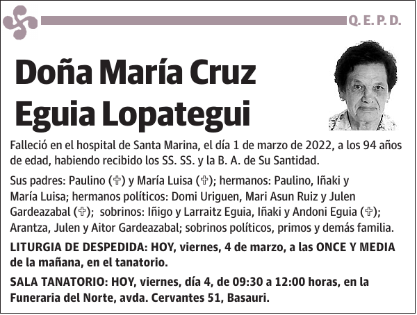 María Cruz Eguia Lopategui