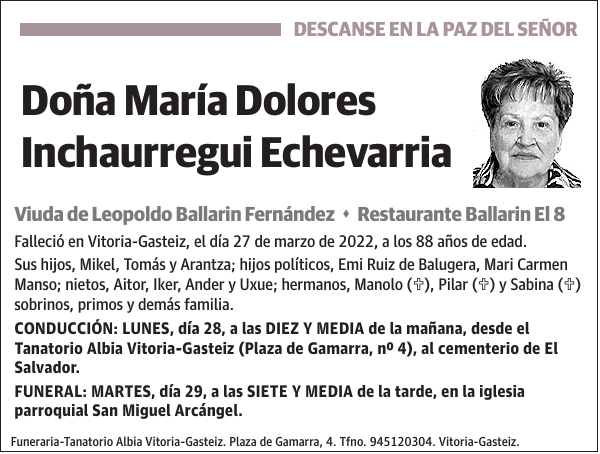 María Dolores Inchaurregui Echevarria