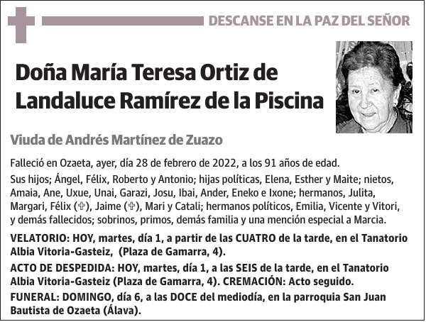 María Teresa Ortiz de Landaluce Ramírez de la Piscina