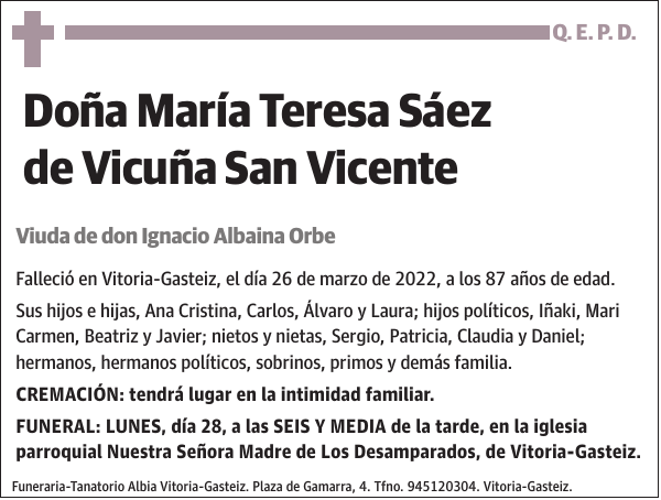 María Teresa Sáez de Vicuña San Vicente