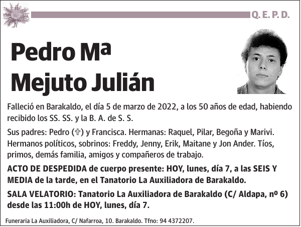 Pedro Mª Mejuto Julián