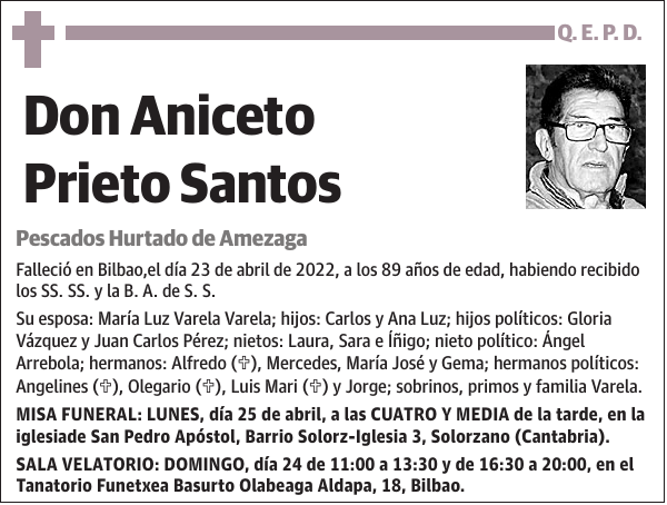 Aniceto Prieto Santos Pescados Hurtado de Amezaga
