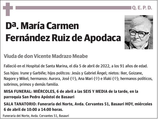 Dª. María Carmen Fernández Ruiz de Apodaca