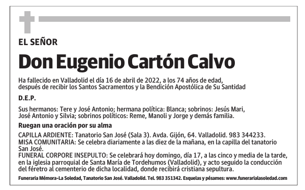 Don Eugenio Cartón Calvo