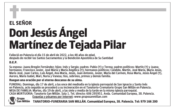 Don Jesús Ángel Martínez de Tejada Pilar