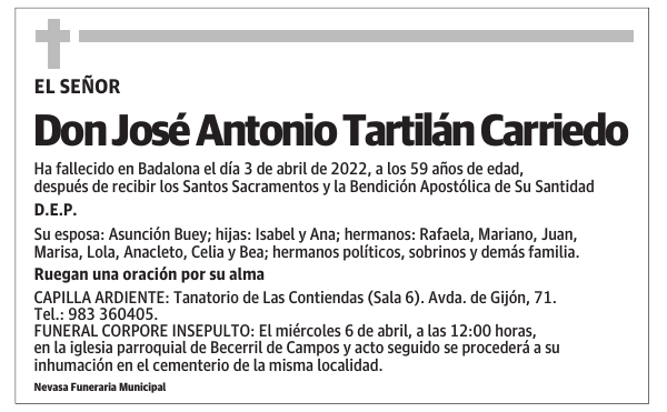 Don José Antonio Tartilán Carriedo
