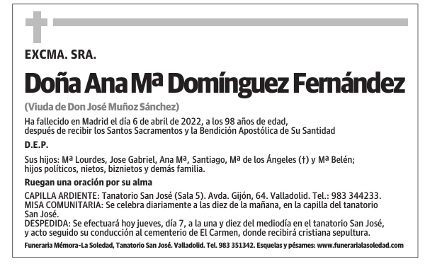 Doña Ana Mª Domínguez Fernández
