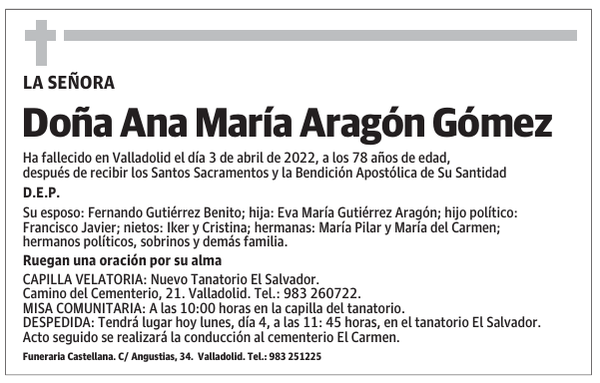 Doña Ana María Aragón Gómez