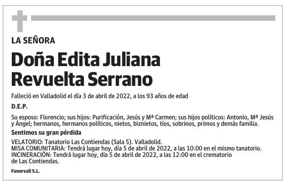 Doña Edita Juliana Revuelta Serrano