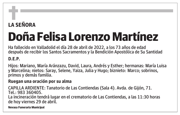 Doña Felisa Lorenzo Martínez