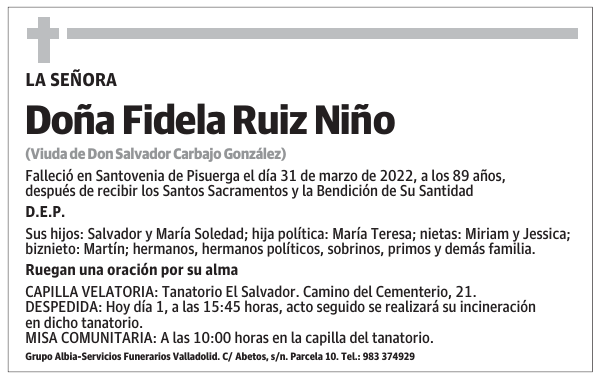 Doña Fidela Ruiz Niño